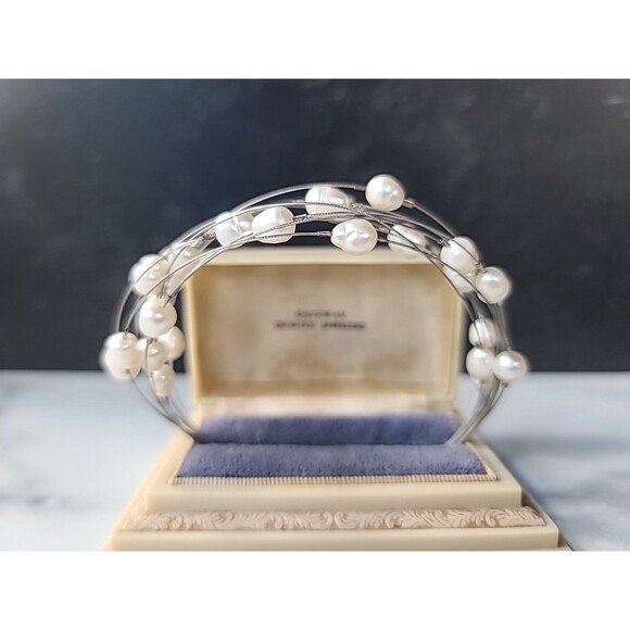 925 Sterling Silver Pearl Bracelet Vintage - Picture 5 of 10